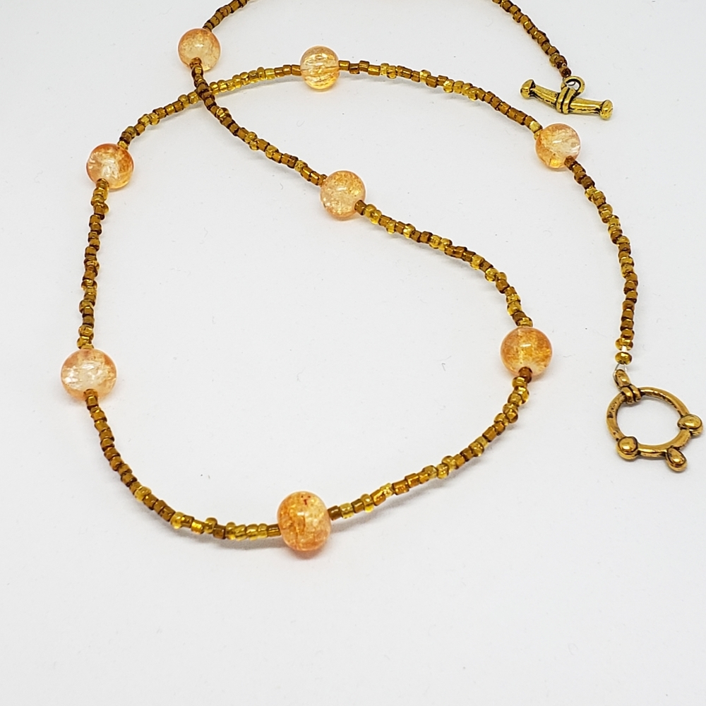 Gold necklace, beaded necklace, fall necklace